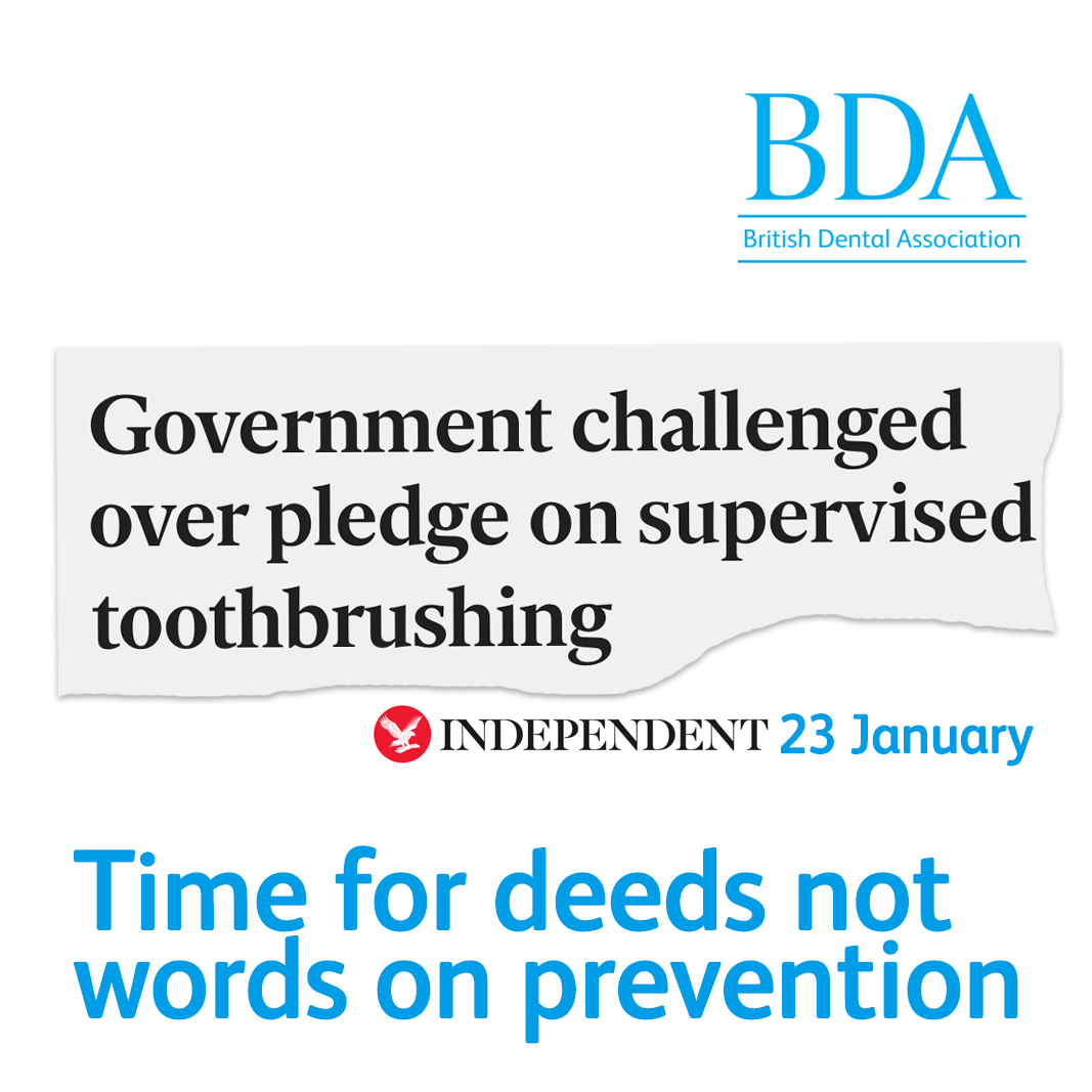BDA (@thebda) on Twitter photo āThe Government has made the right call on supervised toothbrushing, but it needs to put its money where its mouth is," says <a href="/EddieCrouch/">Eddie Crouch</a>
āAusterity-fuelled hyper-targeting will not achieve the change our children deserve.ā
šbda.org/news-and-opini⦠āThe Government has made the right call on supervised toothbrushing, but it needs to put its money where its mouth is," says <a href="/EddieCrouch/">Eddie Crouch</a>
āAusterity-fuelled hyper-targeting will not achieve the change our children deserve.ā
šbda.org/news-and-opiniā¦