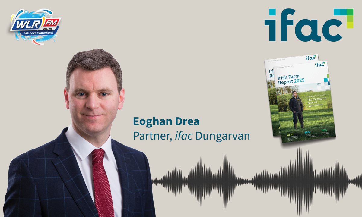 ifac_ireland's tweet photo. Catch @eoghandrea, Partner in our Dungarvan Office this evening (6-7pm) as he discusses the 2025 Farm Report with Kieran OโConnor on Farmview @wlrfm. Key topics: farm #succession, input #costs & more. #IfacReport https://t.co/qgx1VBfEZs