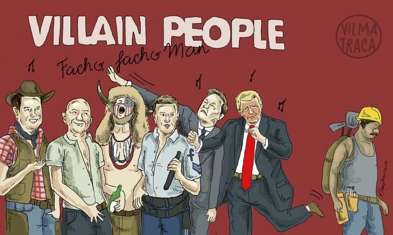 cartoonmovement's tweet image. The Villain People. Cartoon by @vilmavargasva: buff.ly/40slslF

#Musk #Trump #USA