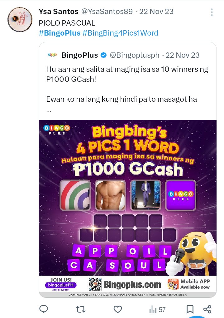 YsaSantos89's tweet photo. Nagsimula ako last November 2023

#BingoPlus #SolidkaBingoPlusAko https://t.co/WXNIN2SDac