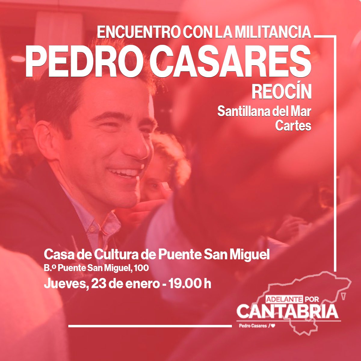 AdelanteXCantab's tweet photo. Nos vemos esta tarde en Reocín con @pedro_casares para hablar de la irresponsabilidad del PP votando en contra de la subida de las pensiones o las ayudas al transporte.

A partir de las 19.00h en la casa de cultura de Puente San Miguel.

Te esperamos‼️🌹

#AdelantePorCantabria❤️ https://t.co/Olr5oEQstH