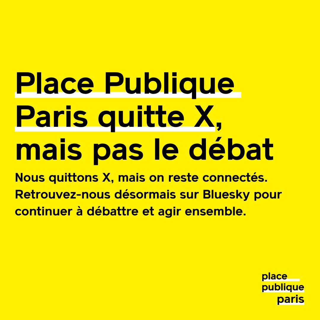 Place Publique Paris quitte X, mais pas le débat
Les réseaux sociaux influencent nos échanges, nos choix, et nos démocraties.
Parce que défendre nos valeurs de transparence et d’éthique passe aussi par des choix concrets, nous adaptons nos outils à nos convictions
Rdv sur Bluesky