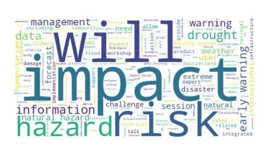 The RIMMA2025 conference on Forecasting, Preparedness, Warning, and Response - 
Visualization, Communication, and Information Management will start next week rimma2025.org. The program is highly interesting as the wordcloud aout of the conference schedule shows.