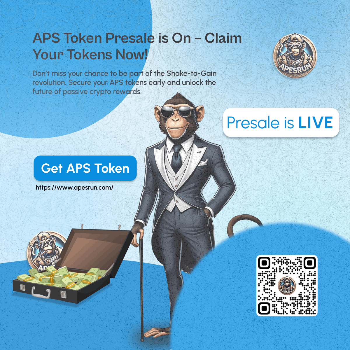 ApesRun_'s tweet photo. Be part of a blockchain revolution with Apes Run! Designed for innovation, APS tokens empower a decentralized ecosystem for earning and growing crypto rewards.

Get APS Token today:👉 https://t.co/MvKJHGpst4

#aperun #APSPresale #crypto #shaketoearn #APSToken #presale #blockchain https://t.co/CfZUE6JG6d