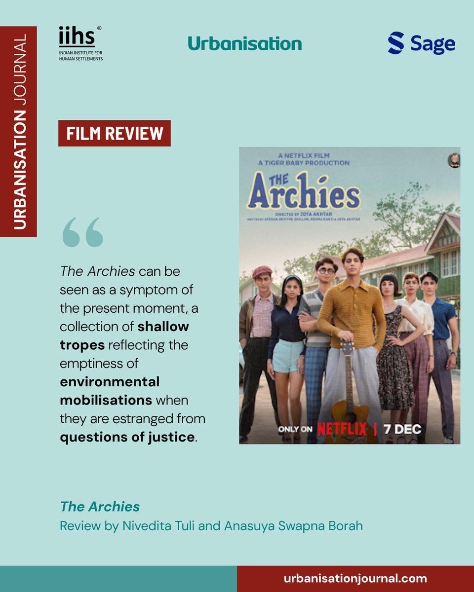 The latest issue of Urbanisation includes two book reviews that offer alternative points of view to commonly accepted narratives, as well as a film review of The Archies.  

Visit  bit.ly/3VPTzBF for free access to the reviews all through January 2025.