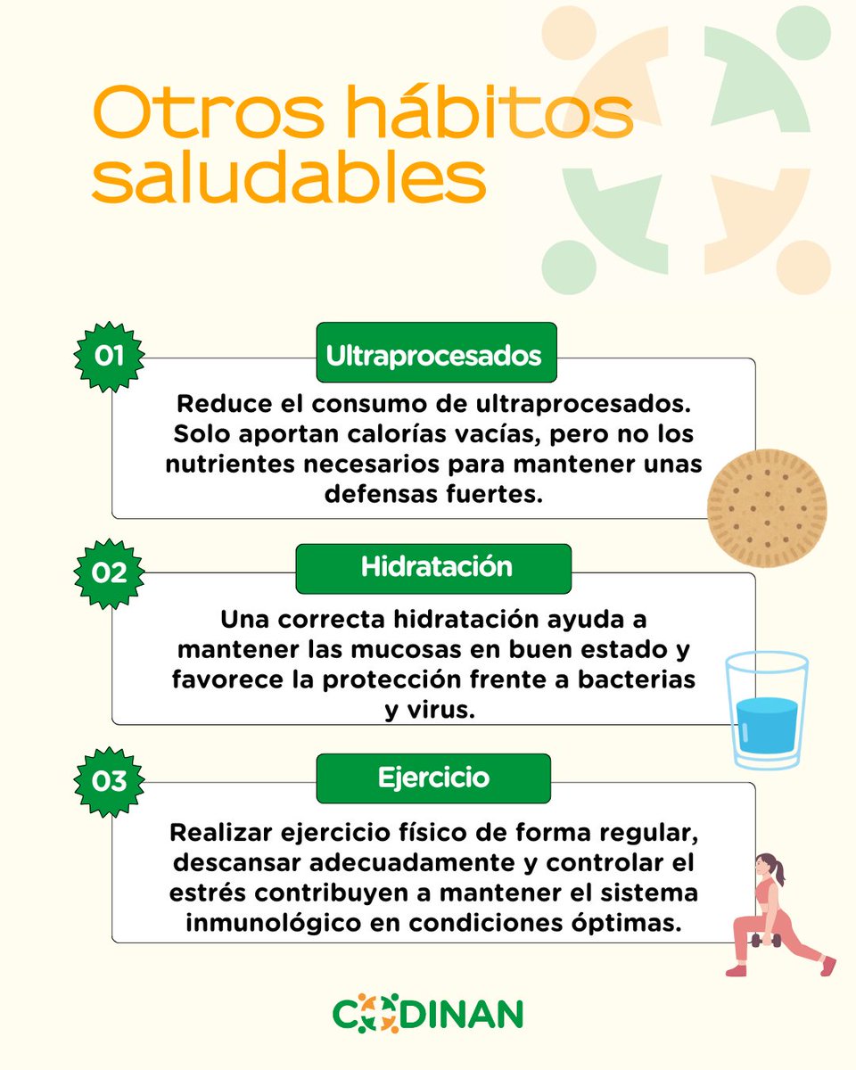 DN_Andalucia's tweet image. 🛡️ Contar con un sistema inmunológico fuerte te ayudará a evitar #resfriados y otras infecciones propias de los meses de invierno. Para ello, debes seguir una dieta equilibrada durante todo el año.

❤️ Guárdate esta infografía y sigue estos consejos.