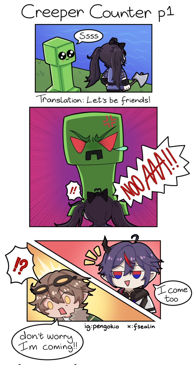 FSealin's tweet image. Creeper Counter Part 1 + 2, comic based on Minecraft Session with friends, the betrayal is real! 👀
#minecraft #minecraftart #minecraftcomic #creeper #comic #funnycomic #fyp