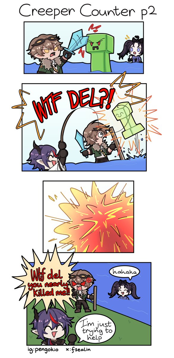 FSealin's tweet image. Creeper Counter Part 1 + 2, comic based on Minecraft Session with friends, the betrayal is real! 👀
#minecraft #minecraftart #minecraftcomic #creeper #comic #funnycomic #fyp