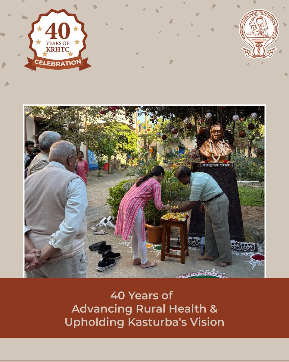 _mgims's tweet photo. Celebrating 40 incredible years of Kasturba Rural Health Training Centre (KRHTC), Anji!
On this special occasion, we proudly unveiled the statue of Kasturba Gandhi, a timeless symbol of resilience and service to humanity.
.
.
.
#KRHTC #40YearsOfService #MGIMS https://t.co/uwEEKJyos6