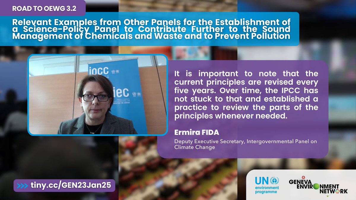 GENeva Environment Network (@genetwork) on Twitter photo <a href="/UNEP/">UN Environment Programme</a> <a href="/IPCC_CH/">IPCC</a> <a href="/IPBES/">ipbes</a> <a href="/IISD_ENB/">Earth Negotiations Bulletin</a> <a href="/ErmiraFida/">Ermira Fida</a> <a href="/JimSkeaIPCC/">Jim Skea</a> <a href="/dobura/">David Obura</a> <a href="/NaliniSharmaGVA/">Nalini Sharma</a> <a href="/IPCPch/">IPCP - International Panel on Chemical Pollution</a> <a href="/ALarigauderie/">Anne Larigauderie</a> Ermira Fida highlights that the success of the <a href="/IPCC_CH/">IPCC</a> also lies in how its principles, first set-up in 1991, have evolved since then and has become very detailed. These key principles have then provided procedures for various activities of IPCC. <a href="/UNEP/">UN Environment Programme</a> <a href="/IPCC_CH/">IPCC</a> <a href="/IPBES/">ipbes</a> <a href="/IISD_ENB/">Earth Negotiations Bulletin</a> <a href="/ErmiraFida/">Ermira Fida</a> <a href="/JimSkeaIPCC/">Jim Skea</a> <a href="/dobura/">David Obura</a> <a href="/NaliniSharmaGVA/">Nalini Sharma</a> <a href="/IPCPch/">IPCP - International Panel on Chemical Pollution</a> <a href="/ALarigauderie/">Anne Larigauderie</a> Ermira Fida highlights that the success of the <a href="/IPCC_CH/">IPCC</a> also lies in how its principles, first set-up in 1991, have evolved since then and has become very detailed. These key principles have then provided procedures for various activities of IPCC.