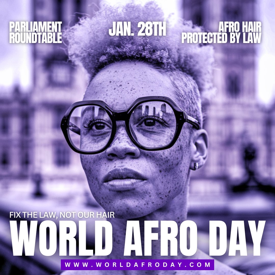 Tweet for X

🚨 We’re going to Parliament on Jan. 28th!🚨

Afro hair discrimination impacts education, employment &amp; mental health. It’s time for change! 

📢 Share your stories: Reply or DM us—we’ll amplify your voice!

#FixTheLawNotOurHair #WorldAfroDay