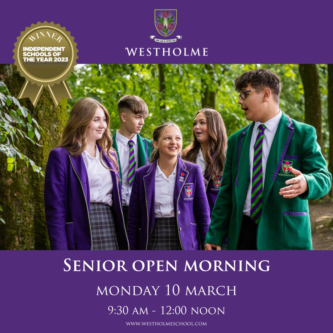 ✨ Experience life at Westholme School ✨

Discover our vibrant school life, state of the art facilities, and welcoming community at our upcoming Open Morning:

📍 Monday, 10 March at 9:30am
💜 Register forms.microsoft.com/e/8Jq8aXvmAD