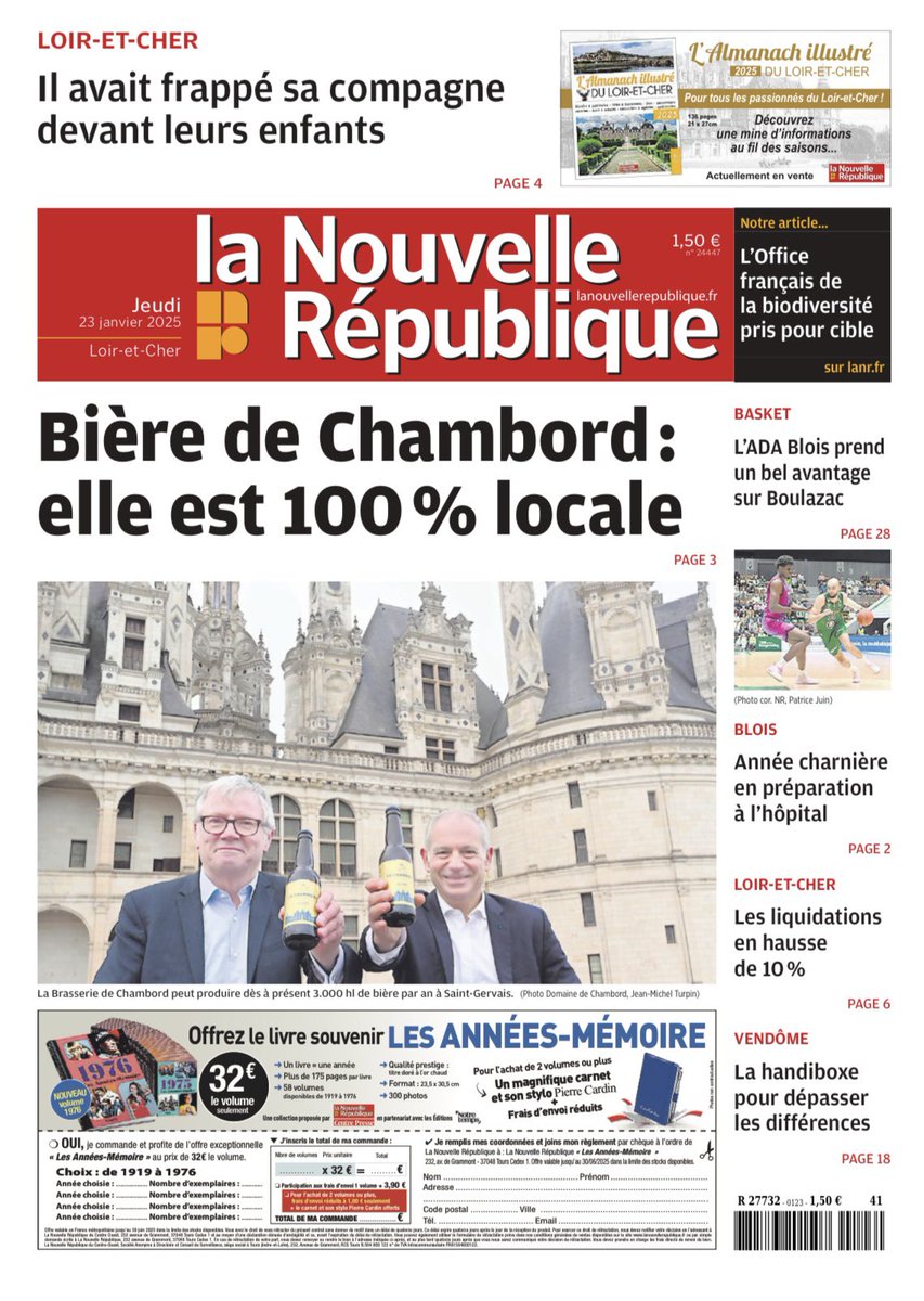 [Dans la presse] - La Brasserie de #Chambord à la Une de la Nouvelle République aujourd’hui 🎈

Découvrez en avant-première ce lieu unique qui ouvrira à Saint-Gervais-la-Forêt (Loir-et-Cher) dans quelques semaines 😉

🔗 lanouvellerepublique.fr/loir-et-cher/c…

#PlusFortsEnCoop