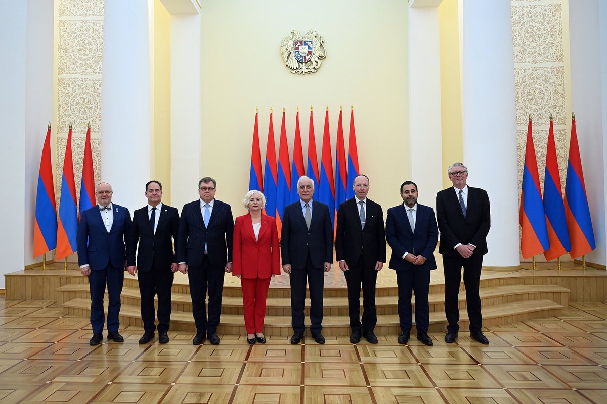 Pleased to welcome the Speakers/Vice-Speakers of the Northern European and Baltic (NB8) Parliaments. Profound and frank discussion on the importance of inter-parliamentary cooperation, process of democratic reforms in Armenia, 🇦🇲 -🇪🇺 new partnership agenda, as well as