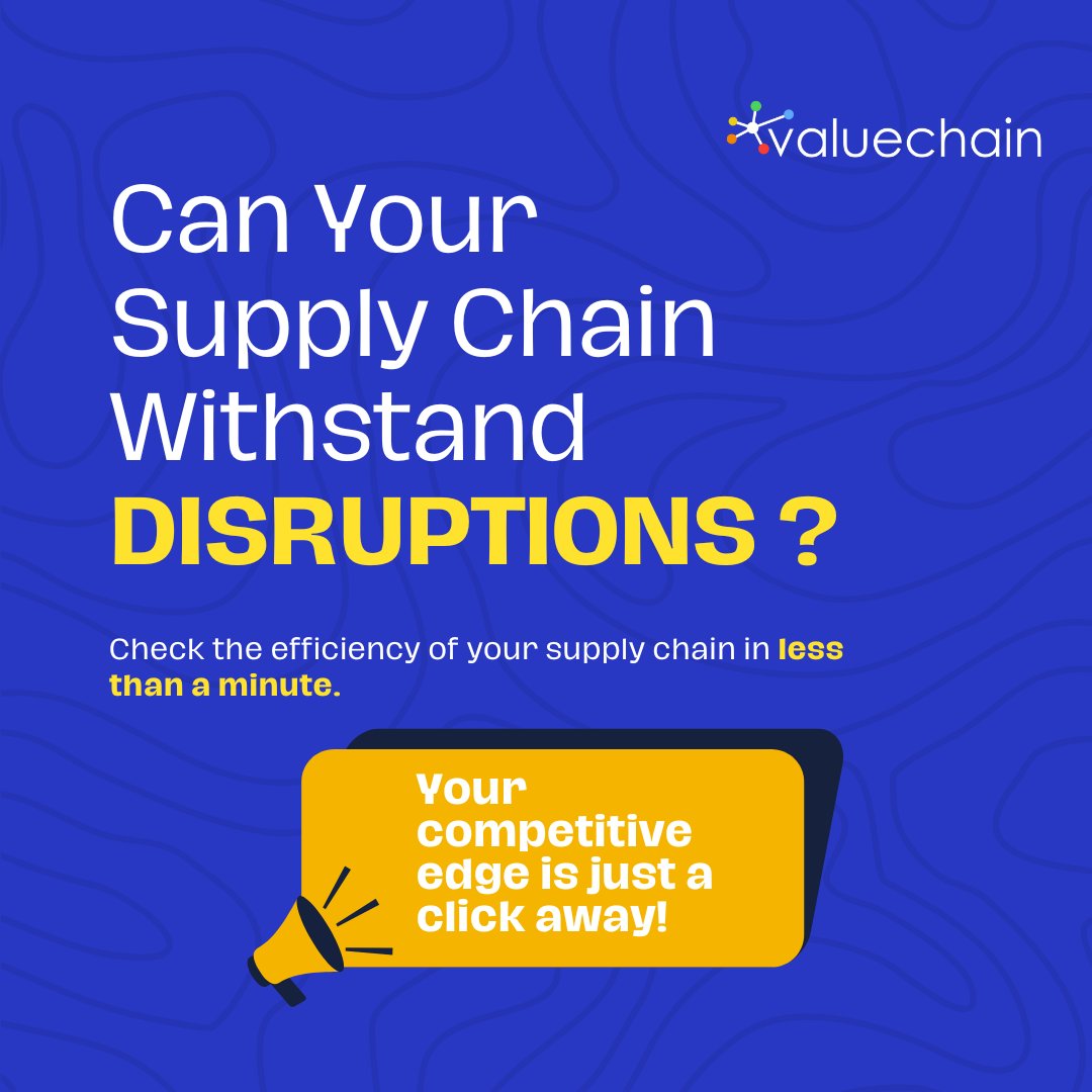 Valuechain_Tech's tweet image. Every disruption is an opportunity- if your supply chain is ready. 🔍💡 Check the efficiency of your Supply Chain with this simple test: buff.ly/3OXs0n1