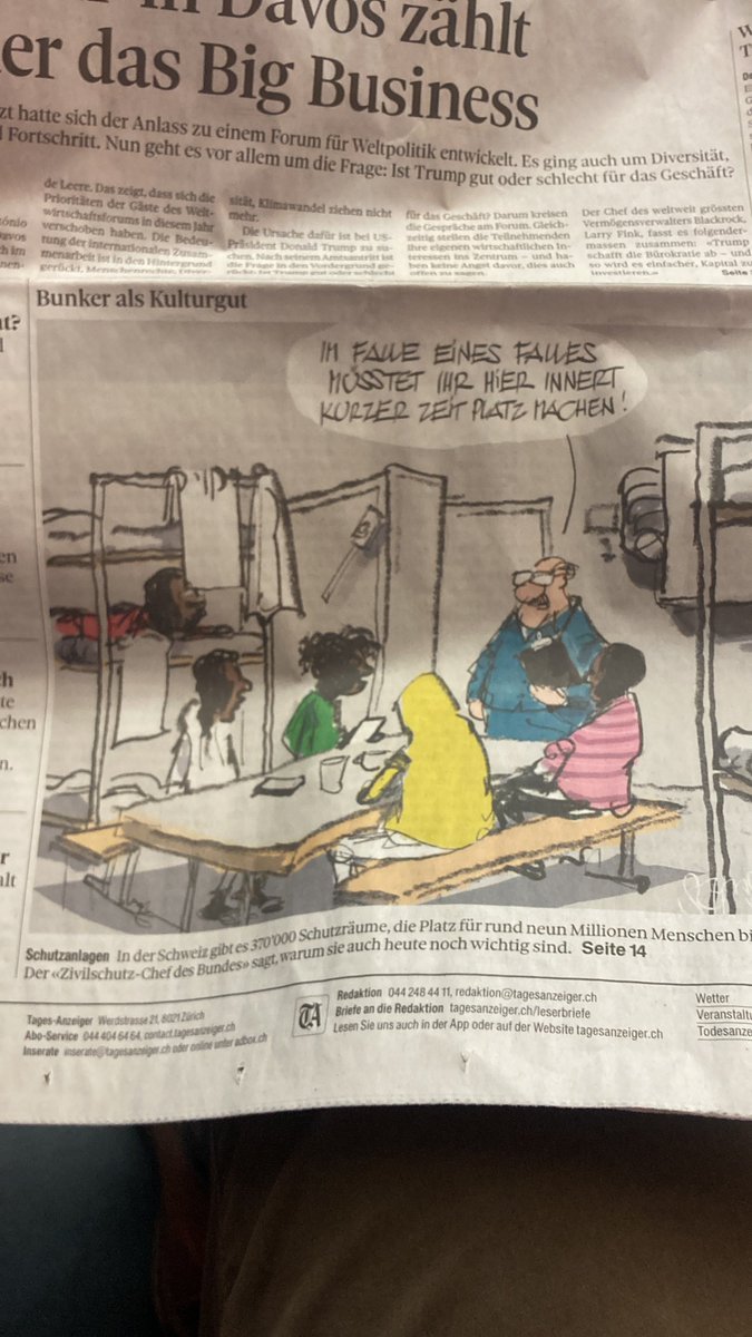 Is this a racist cartoon? Tagesanzeiger, 23 January 2025