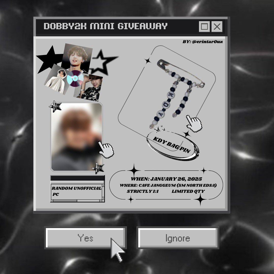 erintar0uz's tweet photo. ⛓️‍💥Doyoung CSE Mini GA⛓️‍💥

★彡Date: January 26, 2025
★彡Where: Cafe Janggeum (SM North)
★彡 Strictly 1:1
★彡Vv limited qty 
★彡Like, rt, mbf 
★彡+ candies !

See you~ ^_−☆

#DOBBY2K #트레저 #도영 #TREASURE #DOYOUNG https://t.co/KfkG8Y8plH