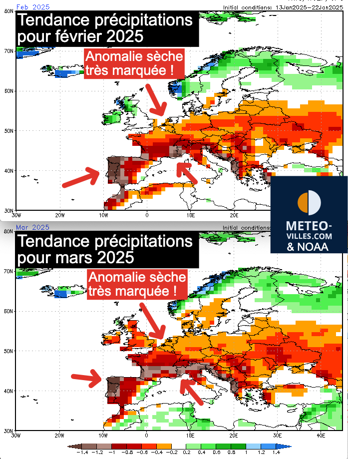 Meteovilles's tweet photo. La période très arrosée que nous allons connaître durant une semaine pourrait être la dernière. Les tendances à long terme sont en effet extrêmement sèches sur l'Europe continentale. A confirmer évidemment (mais cette info mérite d'être soulignée) >> https://t.co/VwdxaaYAla https://t.co/Xce1fmKRgy