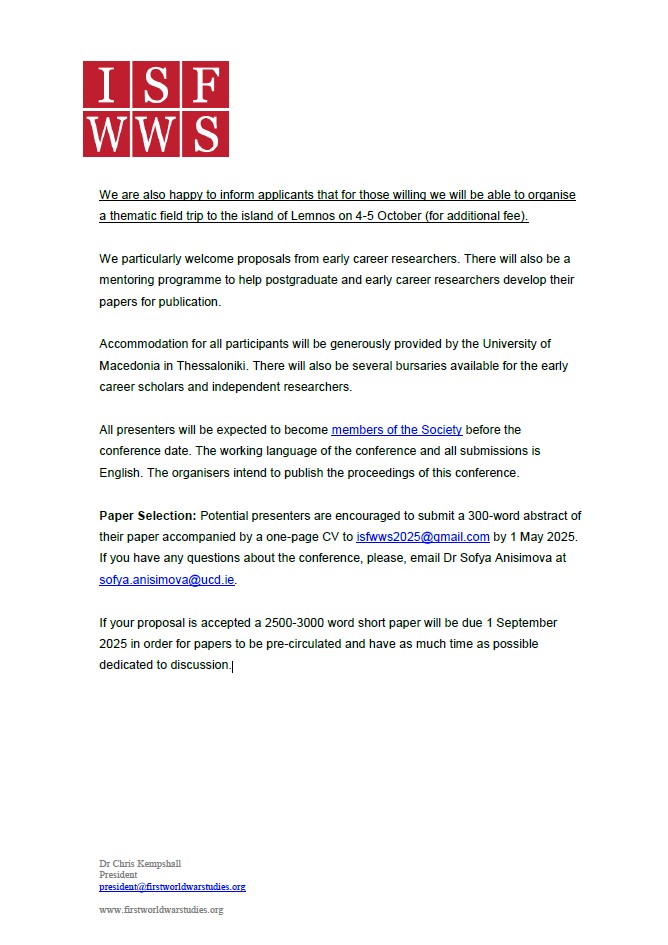 We are delighted to announce the Call for Papers of our next Society Conference to be held at the University of Macedonia in Thessaloniki on 1-3 October 2025.

We are also hosting an open online Q&amp;A event with the organisers on Mon 3rd Feb at 5pm GMT: eventbrite.co.uk/e/society-conf…