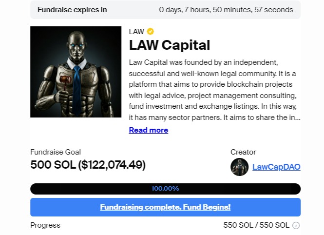 Funds raised 🧑🏻‍⚖️ 

The team received the majority. Thanks to all participants. #daosfun