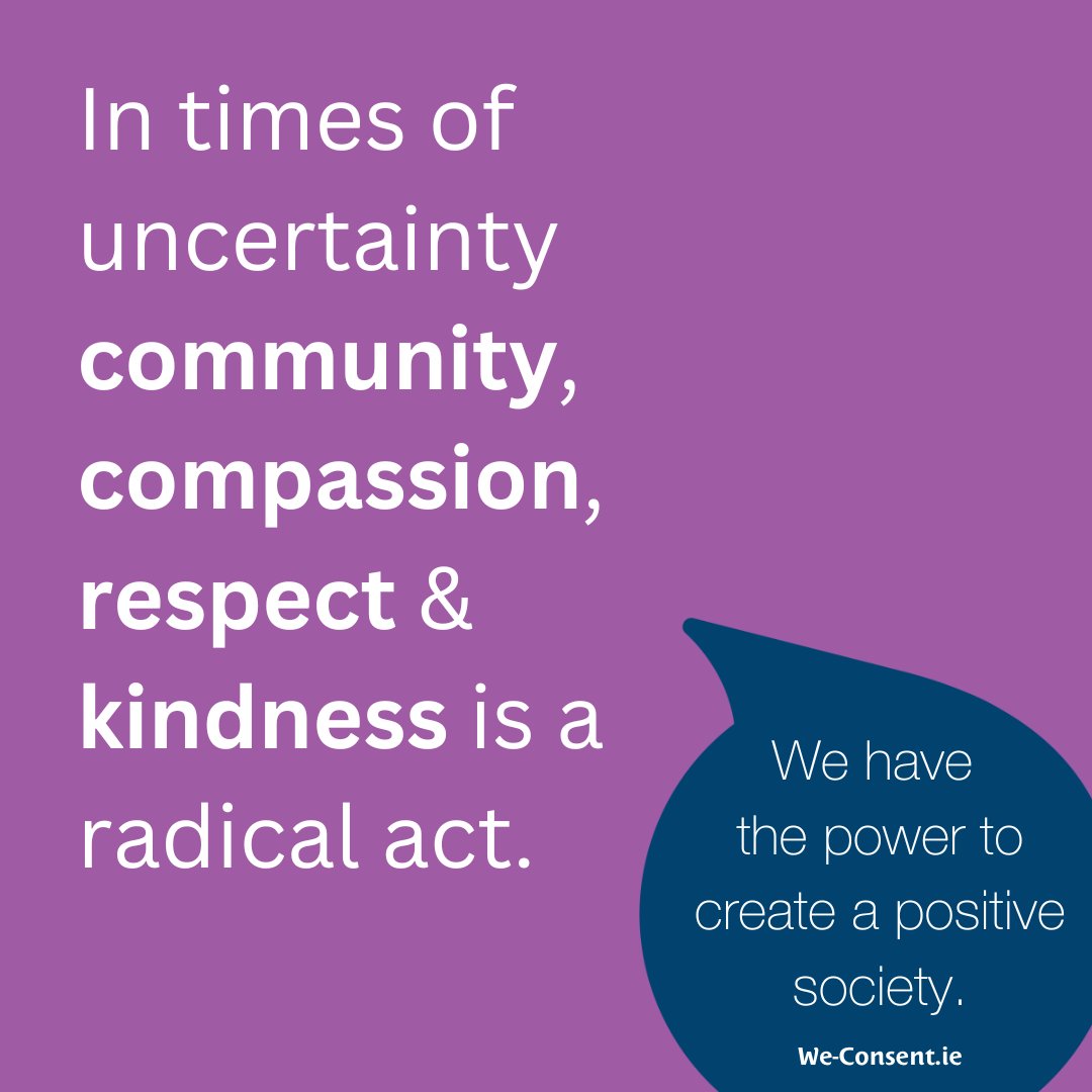 We-Consent (@weconsentirl) on Twitter photo Leading with respect, kindness, community and compassion has a huge ripple effect. We have the power to create positive change. We-Consent is a project that believes equality it
necessary and possible! Let's reflect, learn and act.
💬Visit We-Consent.ie💬 Leading with respect, kindness, community and compassion has a huge ripple effect. We have the power to create positive change. We-Consent is a project that believes equality it
necessary and possible! Let's reflect, learn and act.
💬Visit We-Consent.ie💬