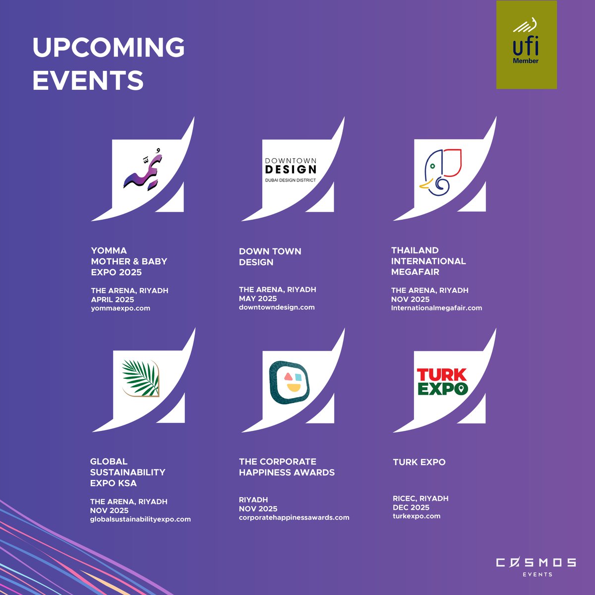 CosmosEventsme's tweet image. Get ready for an exciting lineup of events!
Stay tuned for updates on our upcoming Events.
Follow us on social media platforms for more details.

استعدوا لمعارضنا الجديدة 
كونوا على اطلاع  بكل جديد حول فعالياتنا القادمة
تابعونا على منصات التواصل الاجتماعي لمزيد من التفاصيل