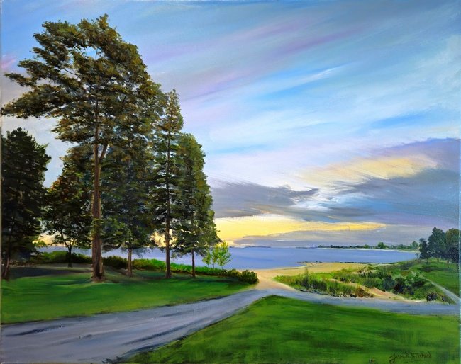 JasonPritchards's tweet image. 'Last Light through the Trees" West Beach at Sherwood Island State Park. 24 x 30 Oil on Canvas - currently on display at #WestportLibrary till Feb 4th