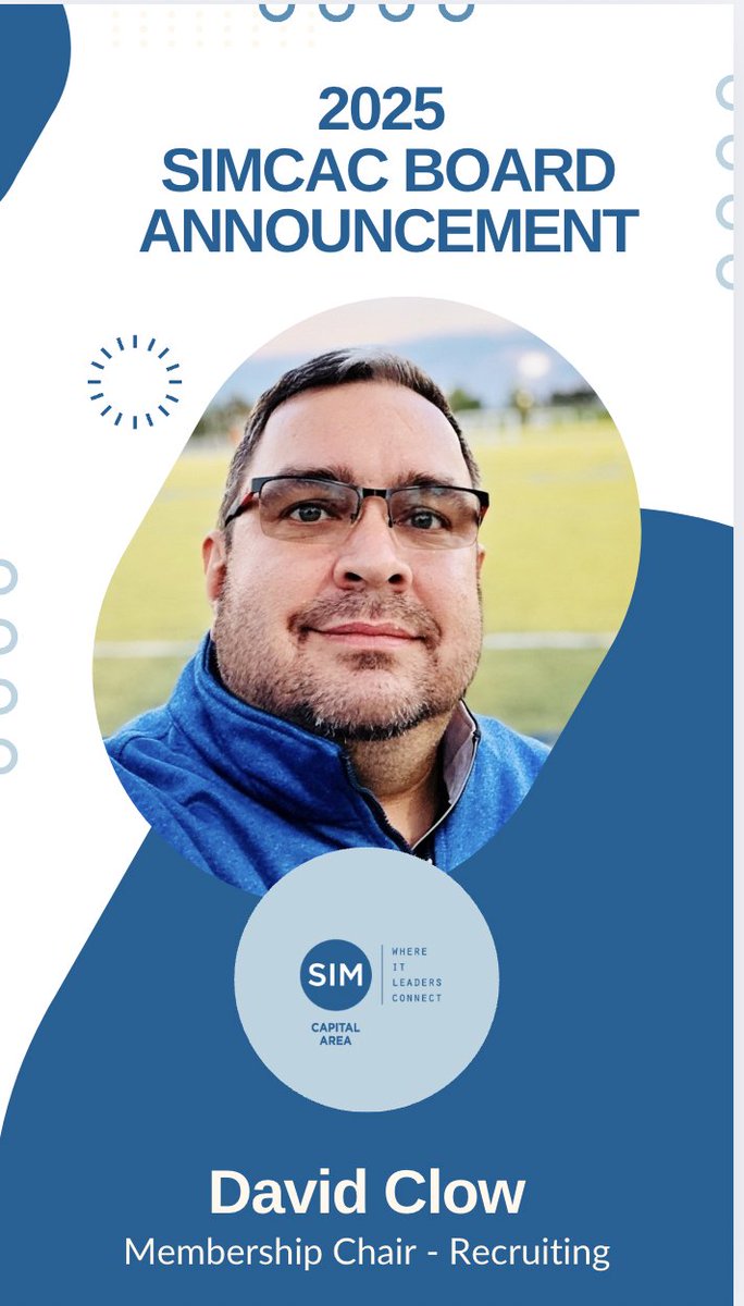 CapitalAreaSIM's tweet photo. 📣 Exciting News from SIM Capital Area Chapter! 📣 Join us in welcoming David Clow (@kingofannapolis) as our new Membership Chair - Recruiting for #SIMCAC! His energy, expertise, &amp; passion for building strong professional networks will help grow and enrich our community. @SIMInt https://t.co/HILtGDB4U7
