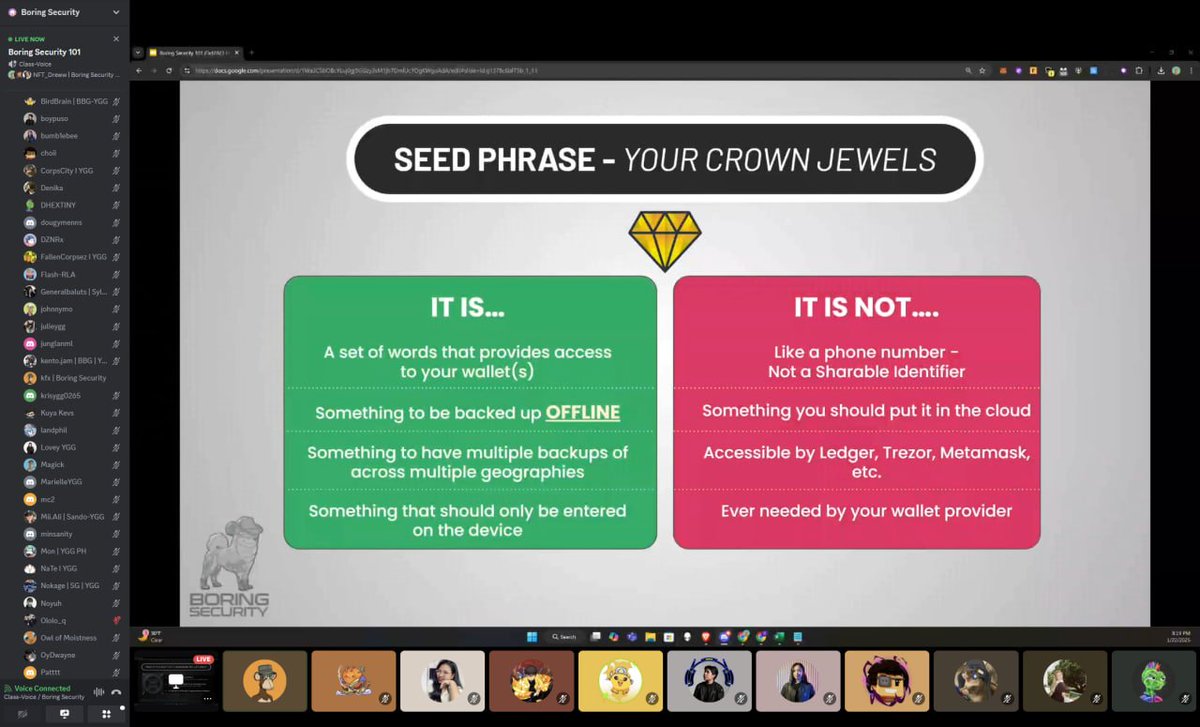 Boring Security (@boringsecdao) on Twitter photo Been a while since we had a community MAX OUT our voice channel for our Security 101 class!!🔥🔥
AMAZING partner class with <a href="/YieldGuild/">Yield Guild Games</a>! Gotta love a community that's all-in on security education.🫡 Been a while since we had a community MAX OUT our voice channel for our Security 101 class!!🔥🔥
AMAZING partner class with <a href="/YieldGuild/">Yield Guild Games</a>! Gotta love a community that's all-in on security education.🫡