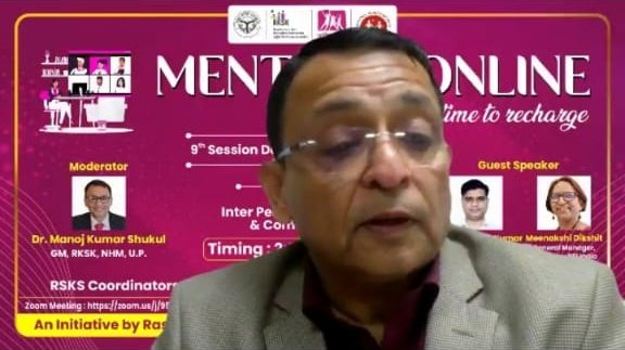ManojShukul's tweet photo. #MentorsOnline 9th virtual learning session on Interpersonal Relationship and Communication  for Counsellors under #RKSK moderated today to build the capacity of AH Counsellors of #UttarPradesh with the support of @Rkumar2782 @mymeenakshi @PSIIndia @nhm_up @ZoyaAliRizvi https://t.co/b2p38CcxVX