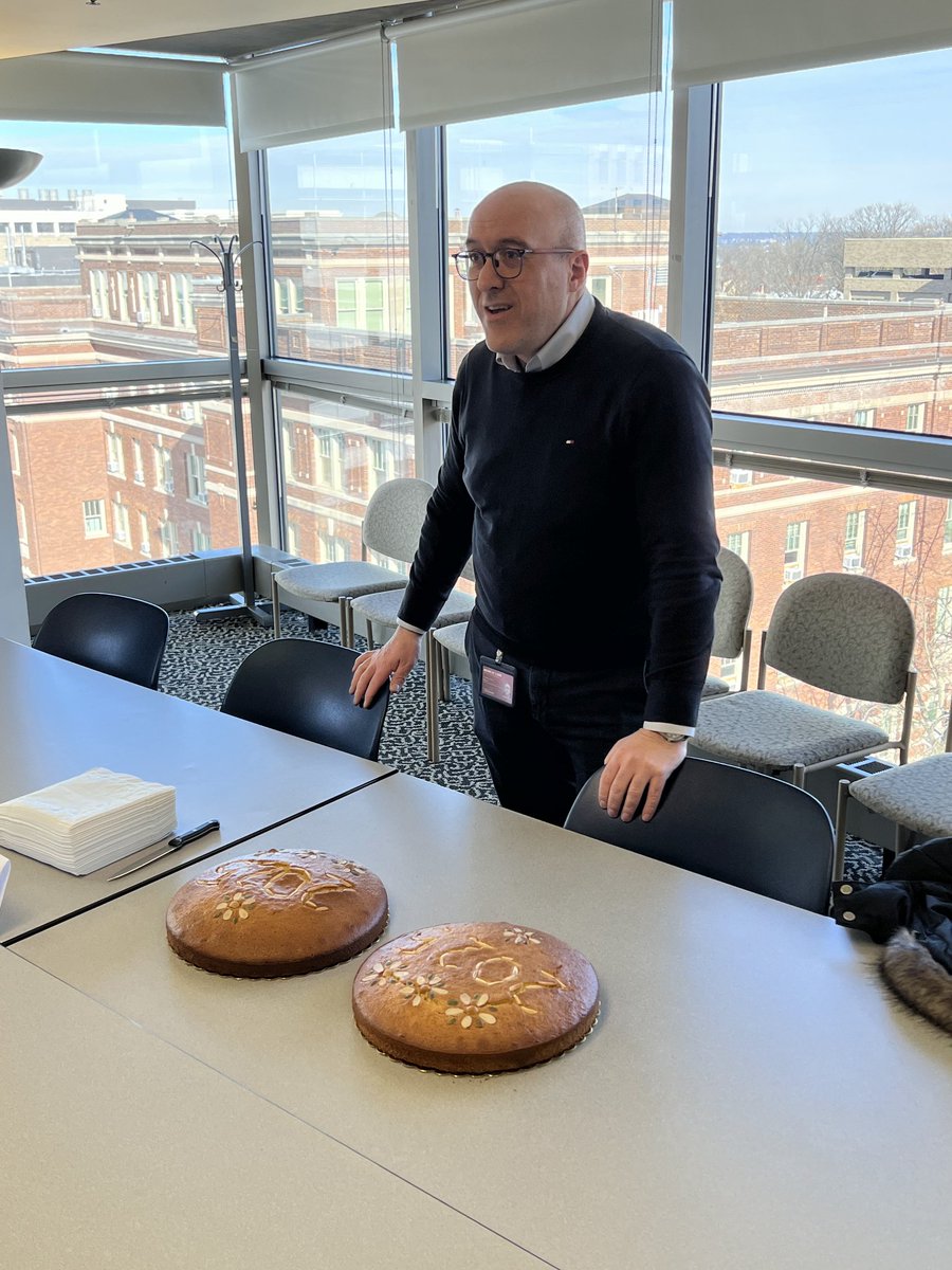 mayechat227's tweet photo. New Year's Cake cutting of the #DrosatosLab at the @UCPPNDept. Thank you all for gathering and thank you @CatMak23 for the photos. Well done Jim Herman and Nick Timme for getting the two lucky coins. Health and success to everyone. https://t.co/4zHdfYlb4n
