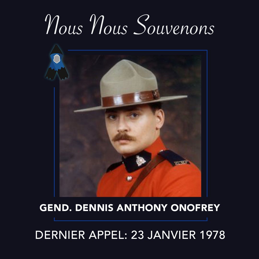 npffpn's tweet photo. Nous nous souvenons du gend. Dennis Anthony Onofrey, qui a été tué par balle alors qu’il enquêtait sur un vol de véhicule motorisé à Virden, au Manitoba le 23 janvier 1978. #GRCoublionsjamais https://t.co/e0FH8aj4wZ