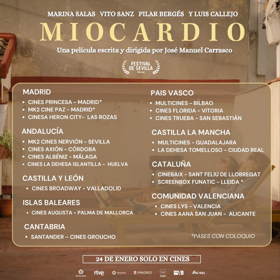 AlainLefebvre22's tweet photo. Comunidad @ECAM_ no os perdáis la película #Miocardio . Id a ver el maravilloso trabajo de lxs compañerxs #AlumniECAM
Esta película os va a pillar por sorpresa.
Un tsunami emocional.
Dirigida por @carrascodirige y producida por @malvalanda @SyldaviaCinema con apoyo de @rtve https://t.co/zanBjf0u6R
