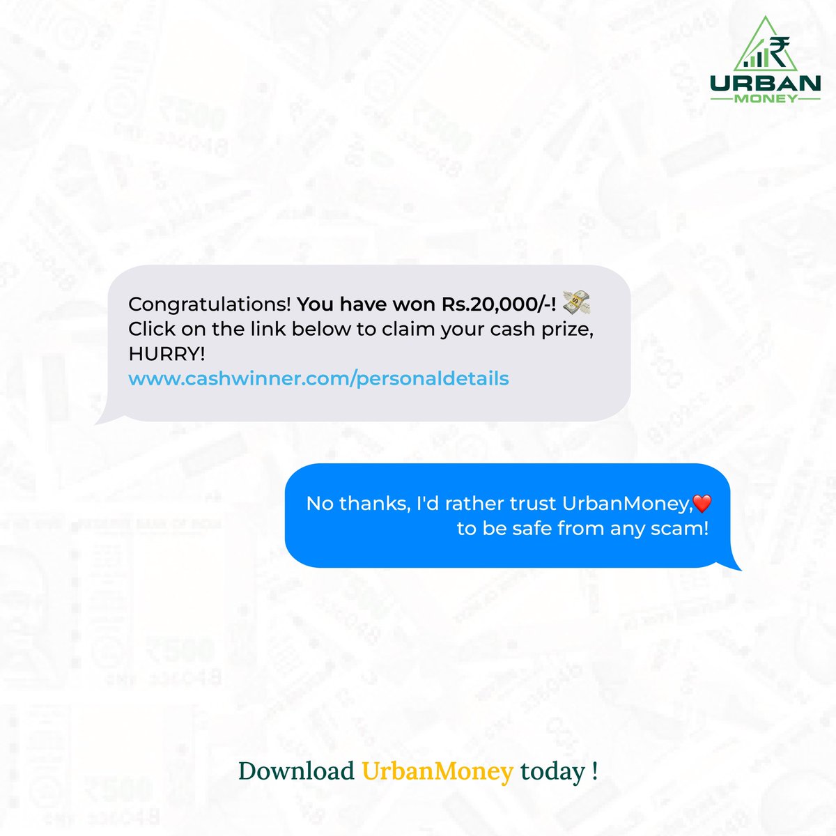 urbanmoney7's tweet photo. Don’t fall for the scams! Check the authenticity of any link before clicking on it 

Apply for UrbanMoney Loan today
Download the app📲

#studentloans #finance #rbi #urbanmoney #instantloan #personalloan #shorttermloans

[Loans, Personal Loan, Student Loan, Micro Finance] https://t.co/Z2TiaLHVtK
