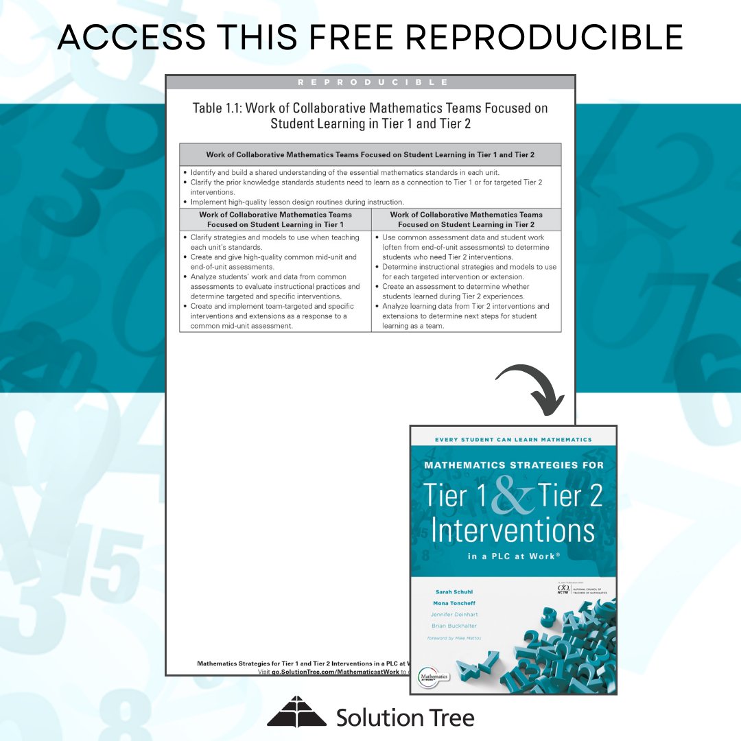 Solution Tree (@solutiontree) on Twitter photo Mathematics Strategies for Tier 1 & Tier 2 Interventions in a PLC at Work provides educators with strategies for accelerating student learning of mathematics to grade level & beyond.
Access 🆓 resources from the book: bit.ly/4a3BkPZ <a href="/SSchuhl/">Sarah Schuhl</a> <a href="/toncheff5/">Mona Toncheff</a> <a href="/jenn_deinhart/">Jenn Deinhart</a> Mathematics Strategies for Tier 1 & Tier 2 Interventions in a PLC at Work provides educators with strategies for accelerating student learning of mathematics to grade level & beyond.
Access 🆓 resources from the book: bit.ly/4a3BkPZ <a href="/SSchuhl/">Sarah Schuhl</a> <a href="/toncheff5/">Mona Toncheff</a> <a href="/jenn_deinhart/">Jenn Deinhart</a>