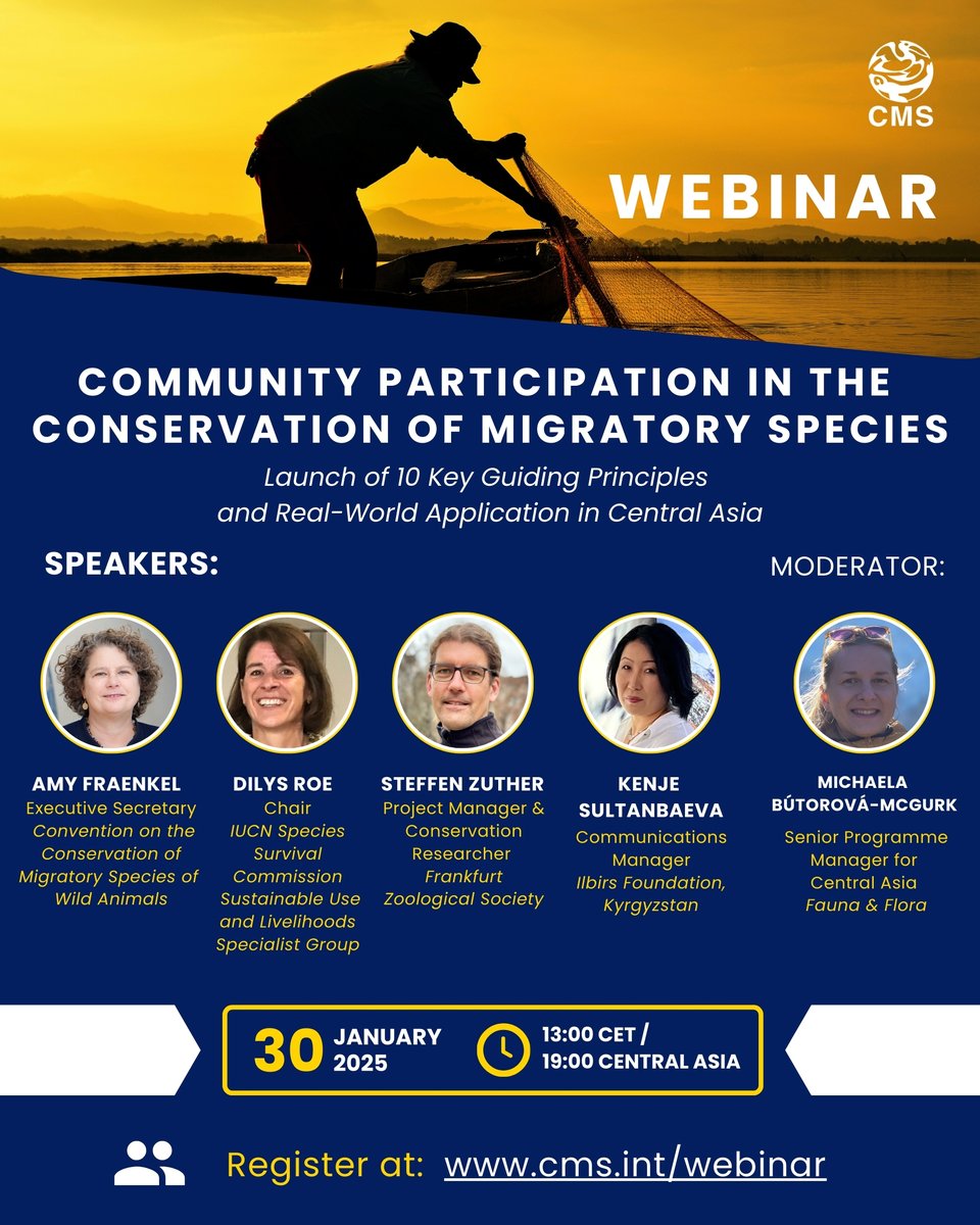 📢 Join us for a webinar on NEW guidance and insights on community-led wildlife conservation! 🐾

Next Thursday we will unveil TWO groundbreaking studies on integrating community knowledge, rights, and participation in migratory species conservation. 🐯

Discover our 10 new