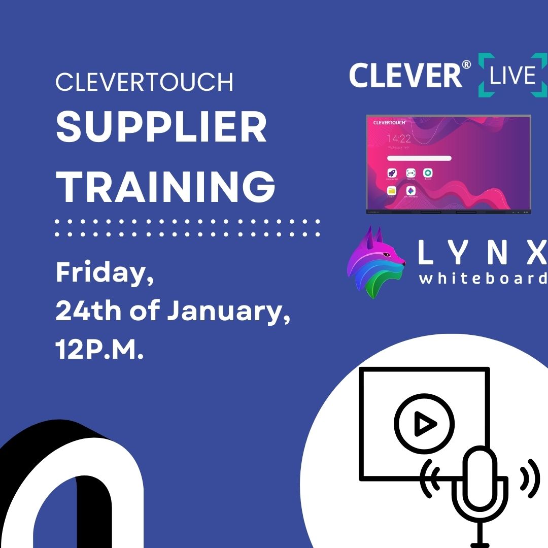 Join our Reseller Clevertouch Training on Friday 24th of January at 12P.M.

You can join the call using this link: us06web.zoom.us/j/83595824149