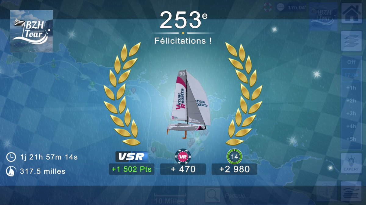 Hobert_VR's tweet photo. Résultat sur la #BZHTour 2025 sur @VirtualRegatta 💨🔥
Satisfait de la course 😉
#VirtualRegattaOffShore #VROffShore #VirtualRegatta https://t.co/lj34tVSzo8