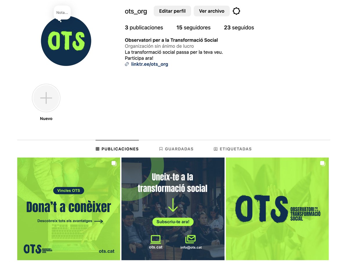 📢 Ja estem a Instagram! 
Ens pots trobar com @ots_org!

🌟Allà compartirem reflexions, projectes i iniciatives per construir un futur més just i inclusiu. 

Segueix-nos i forma part del moviment! 🚀
💻 Descobreix més: t.ly/Yx4yJ

#OTS #TransformacióSocial