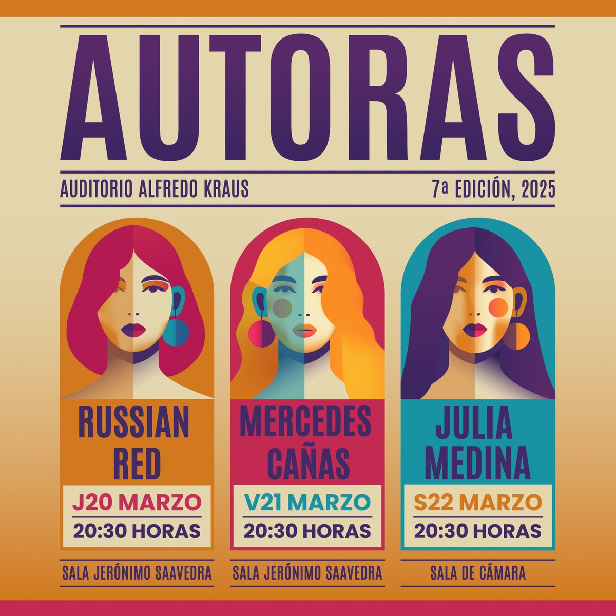 Próximos eventos #GranCanaria 
En febrero en la Sala Insular de Teatro, ciclo #NoSoloAutor con Salomé Moreno, <a href="/muyaio/">muyaio</a> y <a href="/suu_musica/">Suu</a> Y los días 20, 21 y 22 de marzo en el <a href="/AuditorioAKraus/">Auditorio A. Kraus</a> con #AUTORAS con Russian Red, <a href="/mercedescanas_/">MERCEDES CAÑAS</a>  y <a href="/itsjuliamedina/">Julia Medina</a>  Entradas en la bio.