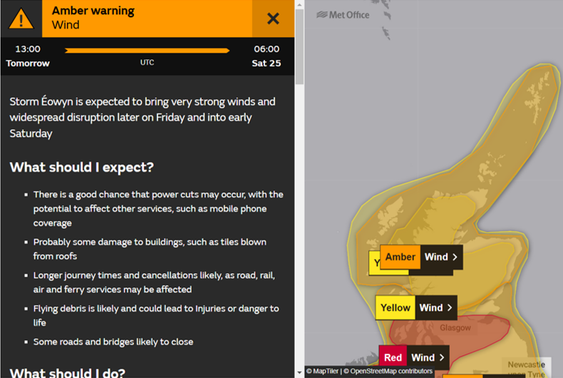 Aberdeenshire Roads (@abshireroads) on Twitter photo ⚠️Adverse Weather across Aberdeenshire ⚠️
🟠 AMBER Weather Warning for Wind 🍃
Friday 24th (13:00) - Saturday 25th (06:00) 
Disruption on the network is likely❗️ ⚠️Adverse Weather across Aberdeenshire ⚠️
🟠 AMBER Weather Warning for Wind 🍃
Friday 24th (13:00) - Saturday 25th (06:00) 
Disruption on the network is likely❗️