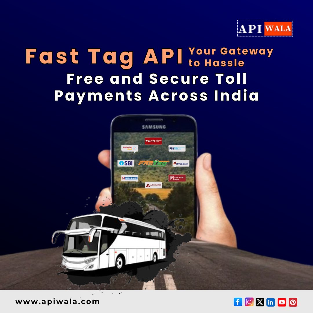 apiwala's tweet image. Tired of waiting in long toll queues?
Expediting your daily commute is now a breeze with the Fast Tag API by Apiwala!
Visit apiwala.com and get started today!
#FastTagAPI
#TollPayments
#BlackRock
#FreeImranKhan
#SAFEMOON
#Oscars
#Pushpa2TheRule