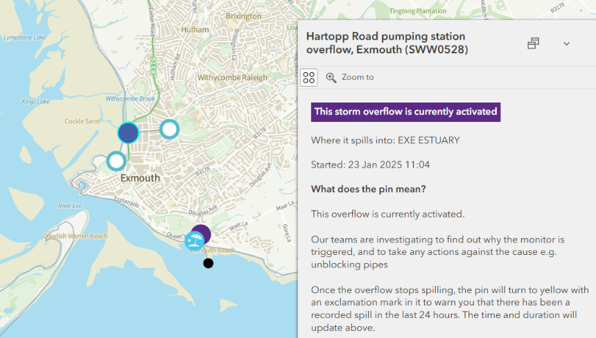 west_devon_info's tweet photo. The heavy rain forecast to accompany the arrival of #StormĆowyn isnāt due until late tonight.
Nevertheless there are already #SewagePollution incidents all around the coast of #Devon and #Cornwall:
https://t.co/G35Yl8LPk6
Including at #Widemouth Bay, #Plymouth & #Exmouth: https://t.co/SebRq2LmOG