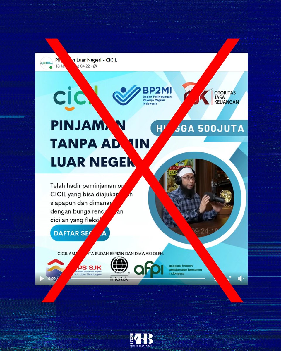 ⚠️⚠️  MAKLUMAT PENTING  ⚠️⚠️

Assalamu’alaikum Warahmatullahi Wabarakatuh,

Kami tegaskan bahwa Ustadz Khalid Basalamah tidak pernah mempromosikan produk cicilan, finansial, atau sejenisnya.

Segala konten produk semacam itu yang mencatut nama beliau adalah palsu dan hasil