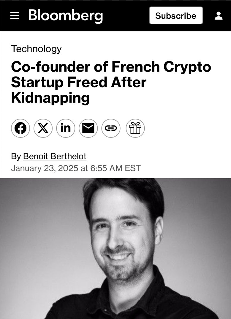 JUST IN: Ledger Co-founder David Balland freed by police operation on  Wednesday after he was taken from his home in the early hours of Tuesday.  The criminals demanded the payment of a