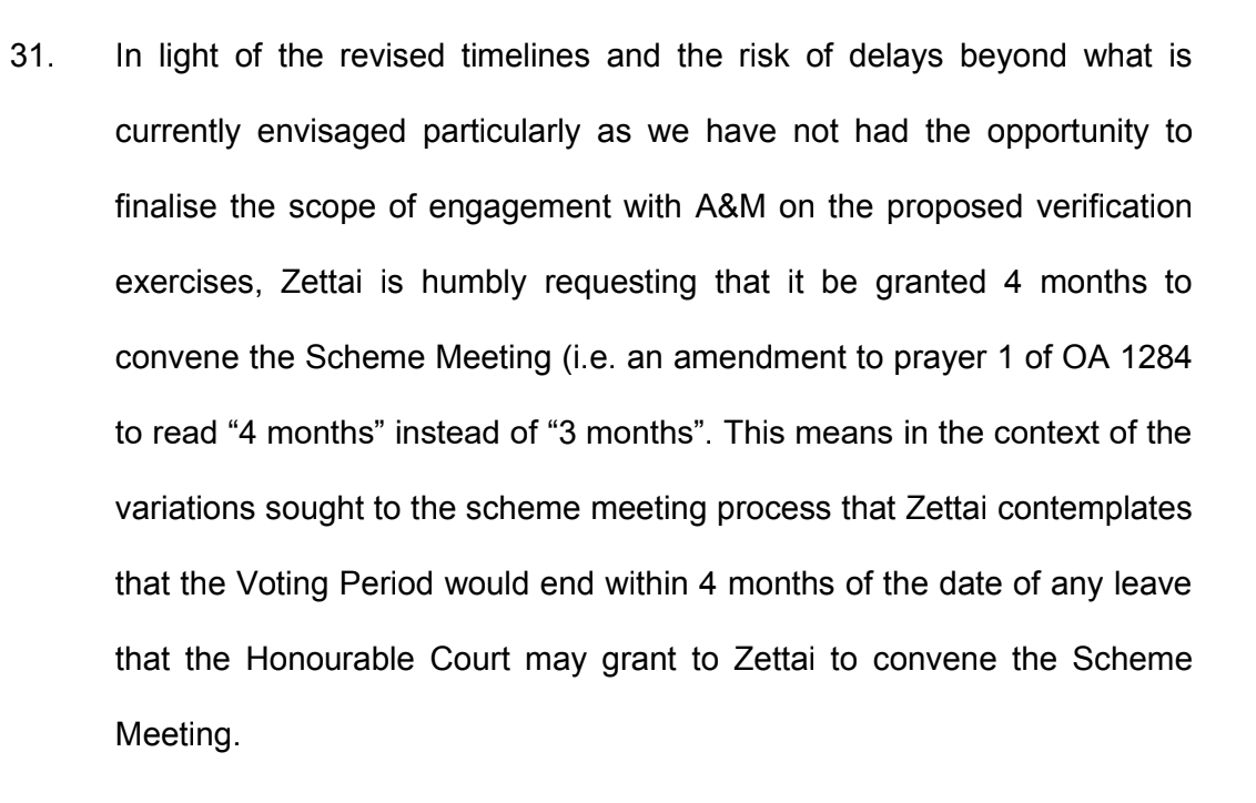 All news media outlets reported that Wazirx Got approval from the Singapore court to proceed with voting and most feel they will get funds by April-March. 

But all of them missed that Wazix is asking for an additional 4 months from the court.