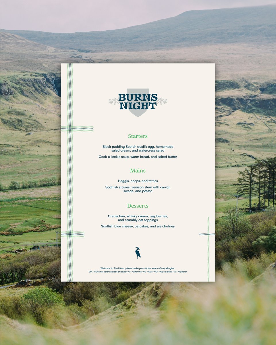 🍴✨ Burns Night Menu Revealed! ✨🍴⁠
⁠
Join us at The Litton from the 24th to the 25th of January 2025 for an evening of dining and Scottish tradition. 

Book now 🔗 thelitton.co.uk/dine/
⁠
#BurnsNight #TheLitton #MenuReveal #ScottishDining #Somerset #Pub