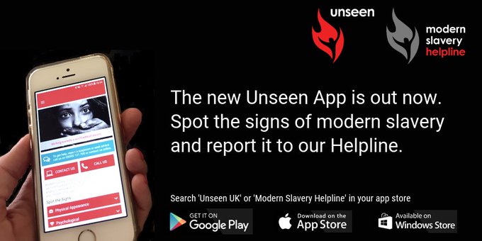 📞If you have concerns that someone may be at risk of #ModernSlavery call <a href="/MSHelpline/">Modern Slavery & Exploitation Helpline</a> on 08000 121 700  

📱You can also use the <a href="/UnseenUK/">Unseen</a> app to #SpotTheSigns and report it

Use this link to download the app➡️unseenuk.org/about-modern-s…