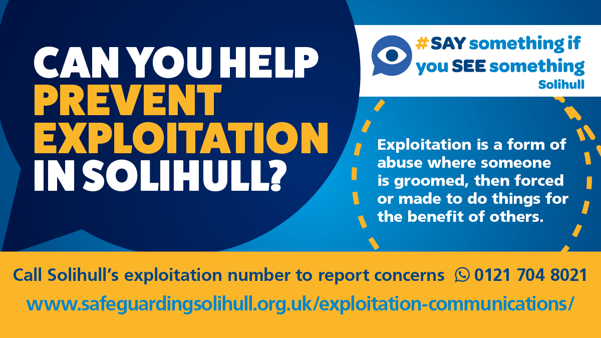Solihull’s Exploitation Reduction Resource

Find guidance and training materials in the link below
➡️safeguardingsolihull.org.uk/exploitation-c…