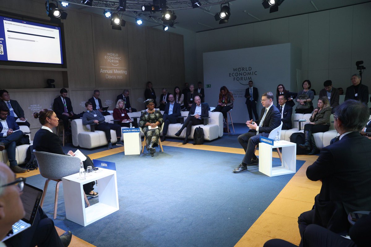 Valdis Dombrovskis (@vdombrovskis) on Twitter photo Economic security is increasingly important, but tariffs are not the solution.
At <a href="/wef/">World Economic Forum</a> #Davos2025 panel "Debating Tariffs" I also highlighted that the EU-US economic partnership is the world's largest (42% of global GDP), so the 🇪🇺 will continue to seek cooperation with the 🇺🇸. Economic security is increasingly important, but tariffs are not the solution.
At <a href="/wef/">World Economic Forum</a> #Davos2025 panel "Debating Tariffs" I also highlighted that the EU-US economic partnership is the world's largest (42% of global GDP), so the 🇪🇺 will continue to seek cooperation with the 🇺🇸.